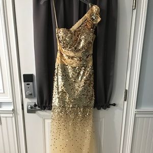 Gold sequin prom dress